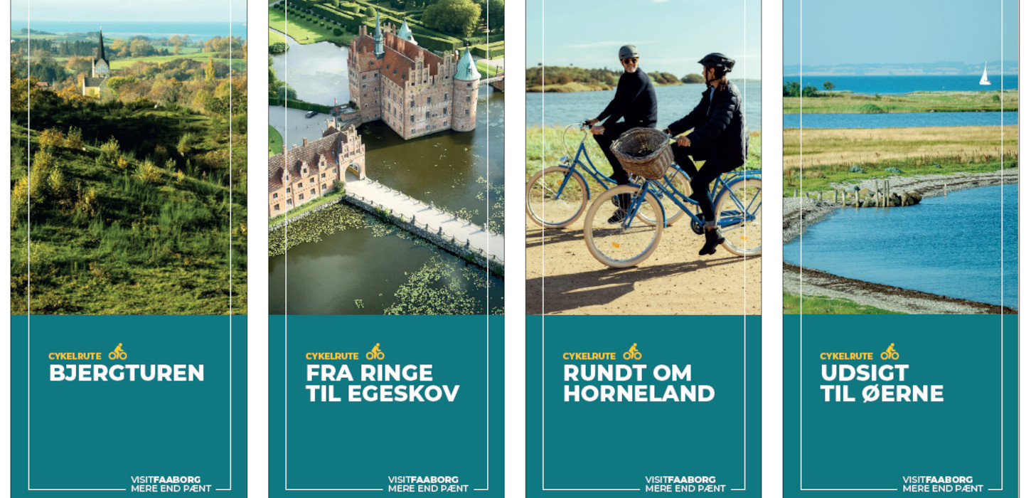 Die Titelseite für vier Fahrradroutenvorschläge auf Süd- und Zentralfünen | VisitFaaborg